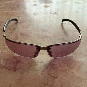 CHANEL Dark Grey and Silver Sunglasses with Rose/Lavender shade lenses
